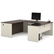 Pemberley Row Melamine White Chocolate Computer Desk U-Shaped Reversible 71