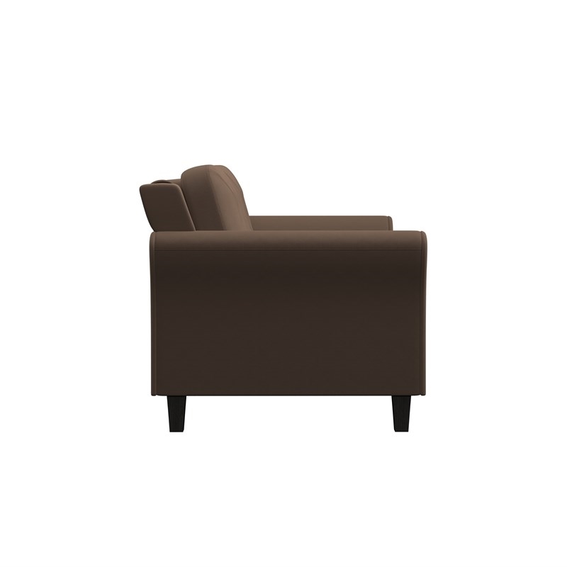 Pemberly Row Cushion Back Transitional Polyester Microfiber Loveseat in Brown
