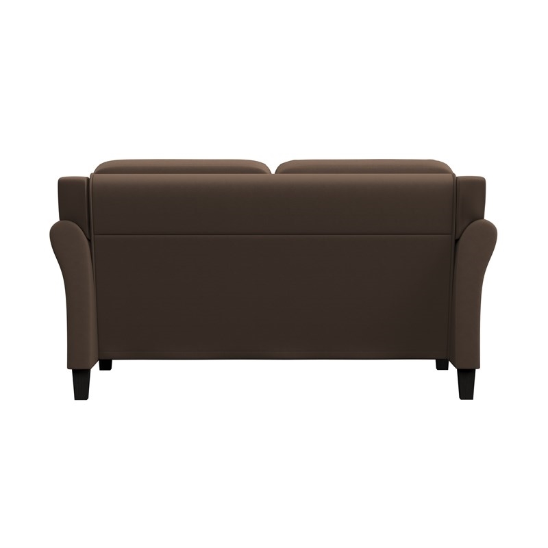 Pemberly Row Cushion Back Transitional Polyester Microfiber Loveseat in Brown
