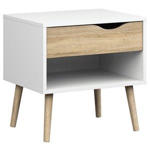 Pemberley Row Engineered Wood White and Oak Nightstand Rectangular 19.57&quot H x 19.72&quot W x 15.37&quot D