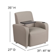 Pemberly Row Leather Guest Chair with Cup Holder in Gray