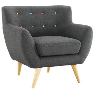 Pemberly Row Fabric Upholstered Accent Chair in Gray