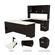 Pemberly Row U Shaped Computer Desk in Dark and White Chocolate