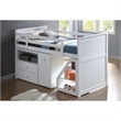 Pemberly Row Contemporary Wood Loft Bed with Chest and Swivel Desk in White