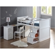 Pemberly Row Contemporary Wood Loft Bed with Chest and Swivel Desk in White