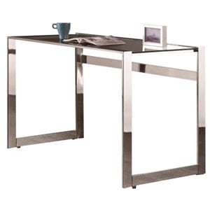 Pemberley Row Glass Chrome Writing Desk Rectangular 47.25&quot x 23.5&quot x 30&quot