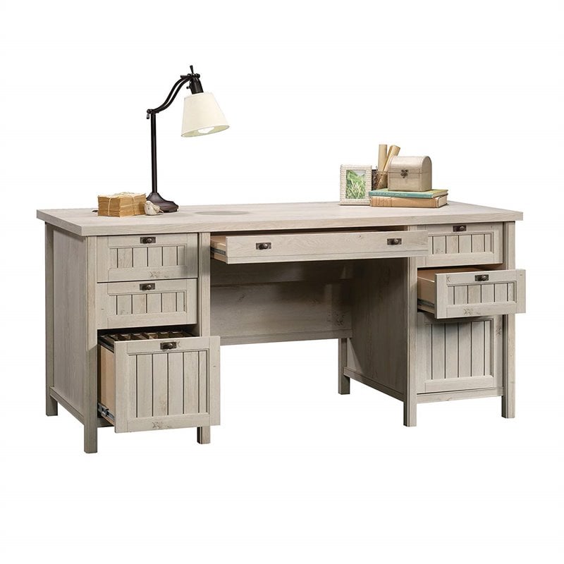 Pemberley Row Wood Chalked Chestnut Executive Desk Rectangular 65