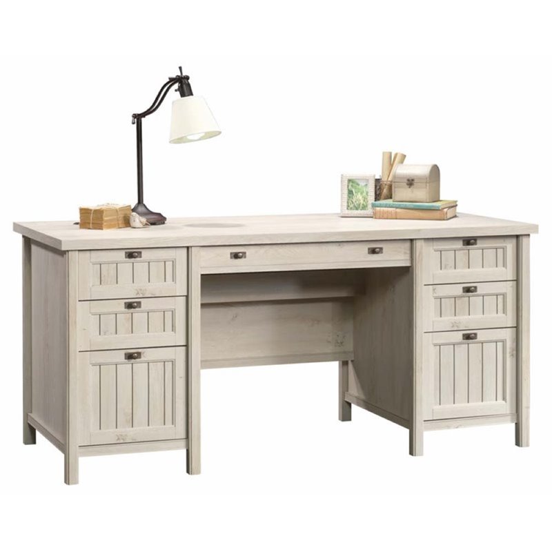 Pemberley Row Wood Chalked Chestnut Executive Desk Rectangular 65