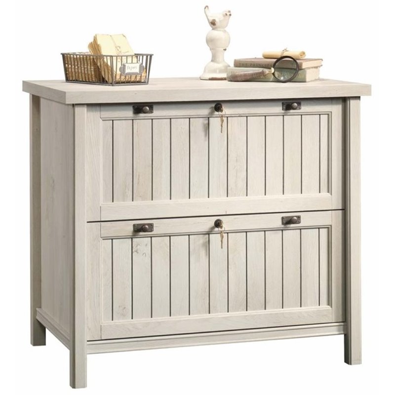 Pemberly Row 2Drawers Lateral Chestnut Wood Filing Cabinet Easy Assembly