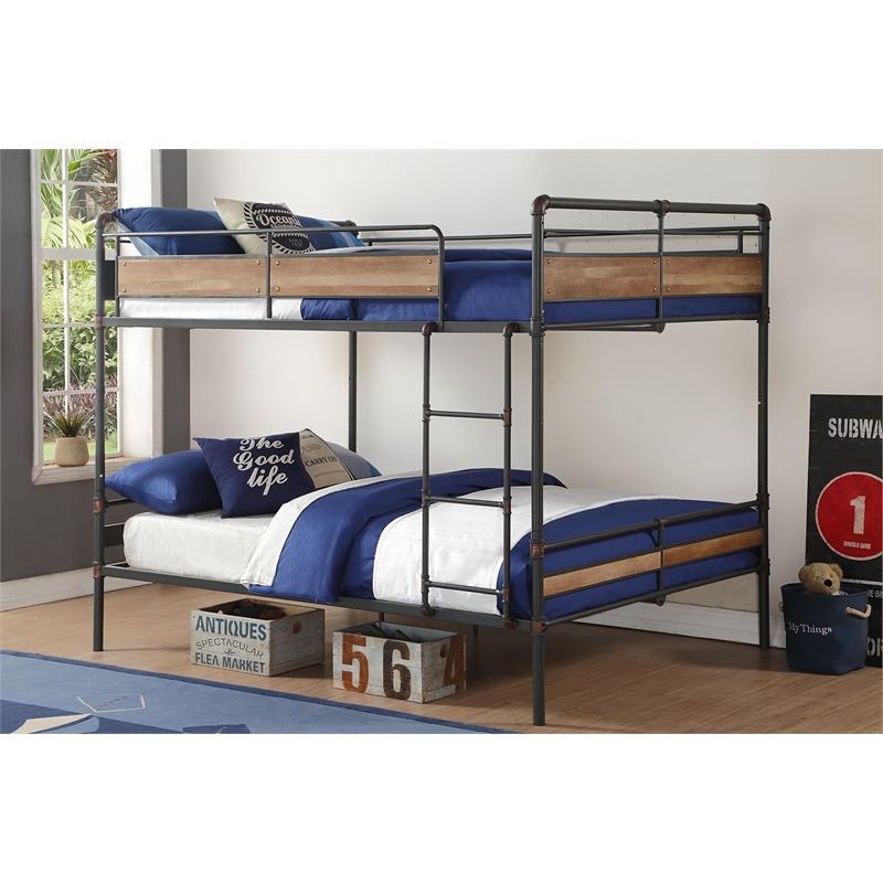 Pemberley Row Metal Sandy Black Queen Over Queen Bunk Bed Rectangular 83