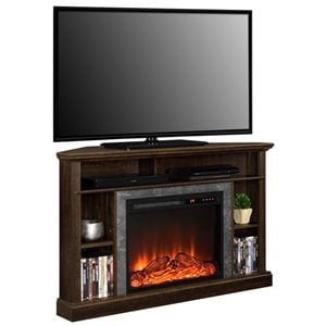 Pemberly Row 50&quot Corner Fireplace TV Stand in Espresso
