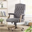 Pemberley Row Commercial Grade Linen Slate Gray Executive Chair High-Back Button-Tufted 47