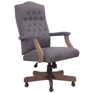 Pemberley Row Commercial Grade Linen Slate Gray Executive Chair High-Back Button-Tufted 47&quot