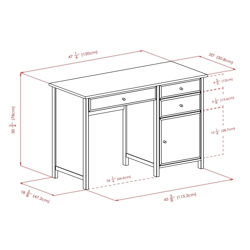 Pemberly Row Transitional Composite Wood Office Writing Desk in White