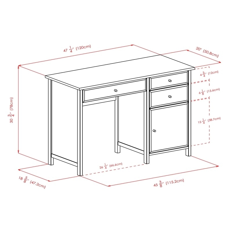 Pemberly Row Transitional Composite Wood Office Writing Desk in Black