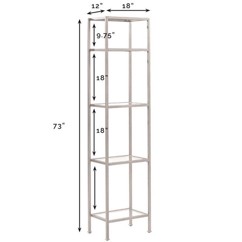 Pemberley Row Metal Antique Gold Bookcase Tempered Glass Narrow 73