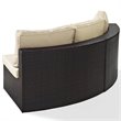 Pemberly Row Wicker Patio Round Sectional Sofa with Sand Cushions