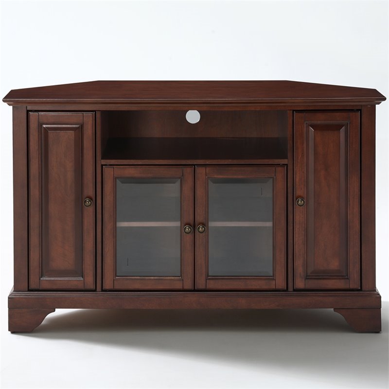 Pemberley Row Solid Hardwood Vintage Mahogany Corner TV Stand Rectangular Adjustable 47.75