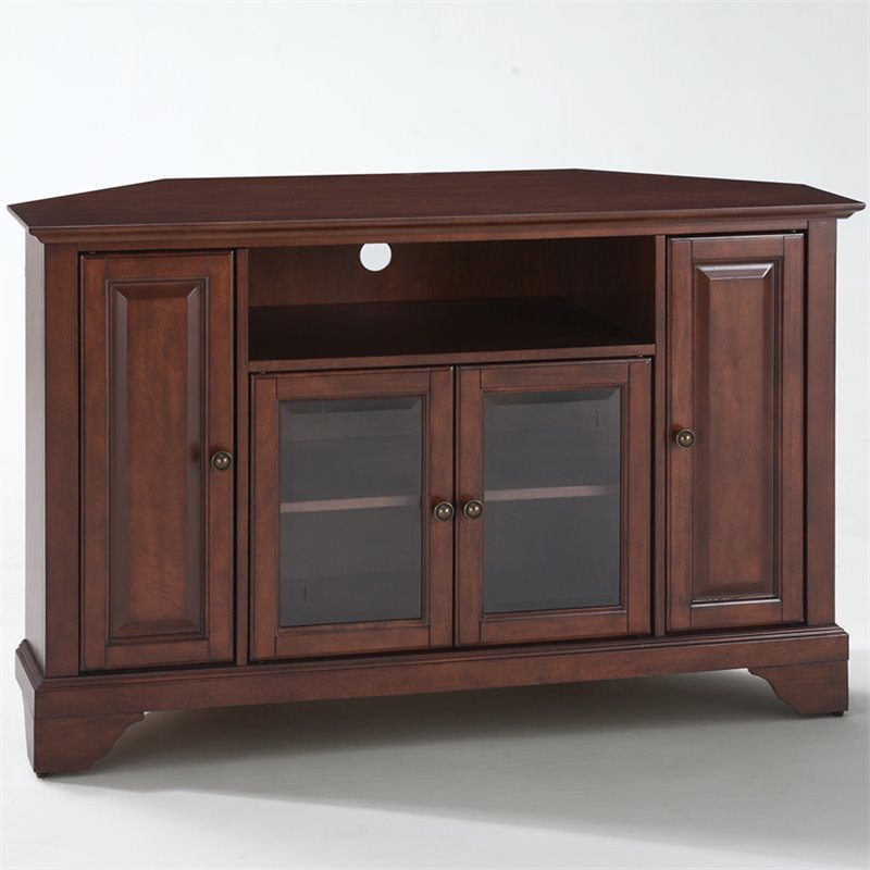 Pemberley Row Solid Hardwood Vintage Mahogany Corner TV Stand Rectangular Adjustable 47.75