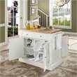 Pemberley Row Solid Rubber Wood White Kitchen Island Rectangular Butcher Block Unassembled