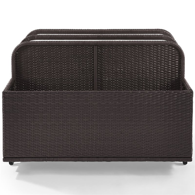 Pemberly Row Coastal Wicker / Rattan Patio Float Caddy in Brown
