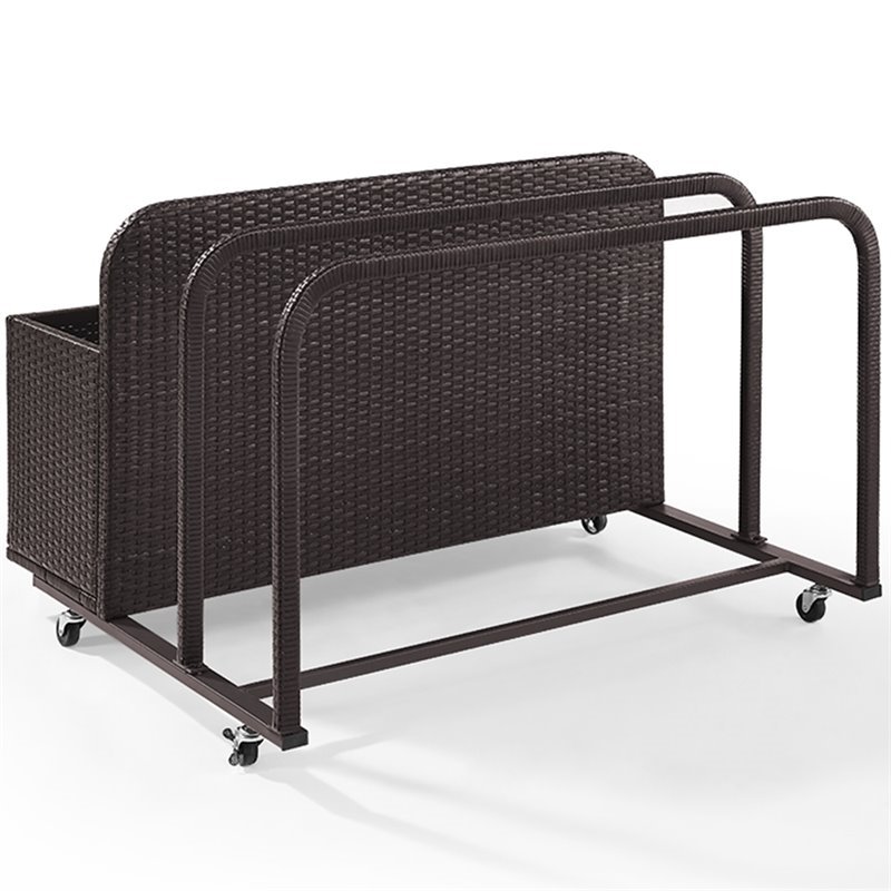 Pemberly Row Coastal Wicker / Rattan Patio Float Caddy in Brown