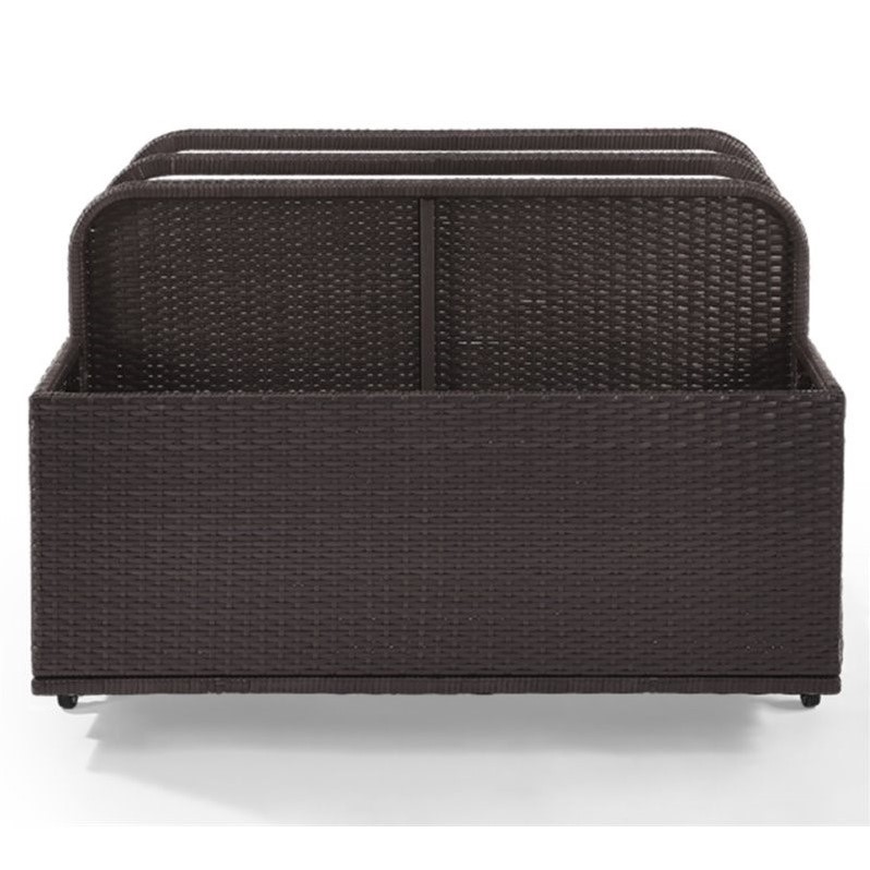 Pemberly Row Coastal Wicker / Rattan Patio Float Caddy in Brown