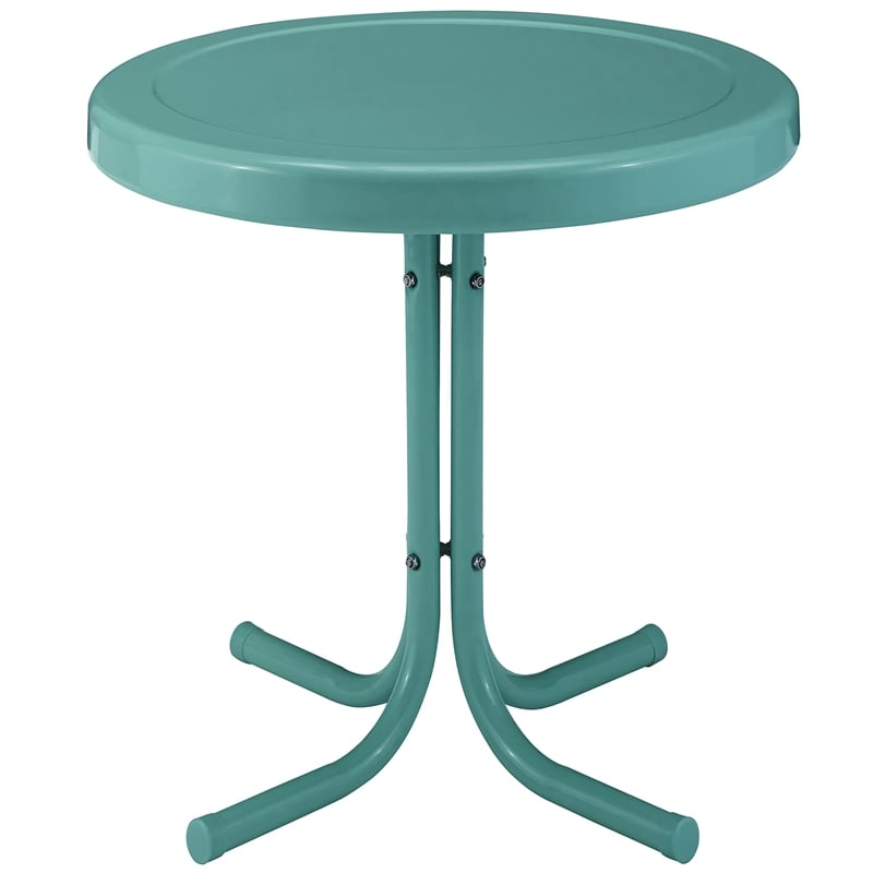 Pemberly Row Modern Sturdy Steel Metal Patio End Table in Caribbean Blue