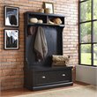 Pemberly Row Coastal Wood Hall Tree in Distressed Black Finish