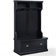 Pemberly Row Coastal Wood Hall Tree in Distressed Black Finish