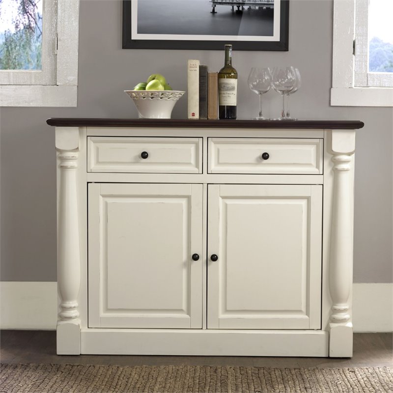 Pemberley Row Hardwood and Veneer White Buffet Rectangular Adjustable Shelves 36.25