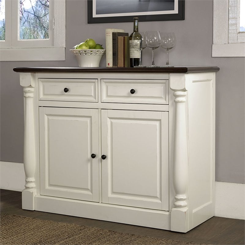 Pemberley Row Hardwood and Veneer White Buffet Rectangular Adjustable Shelves 36.25