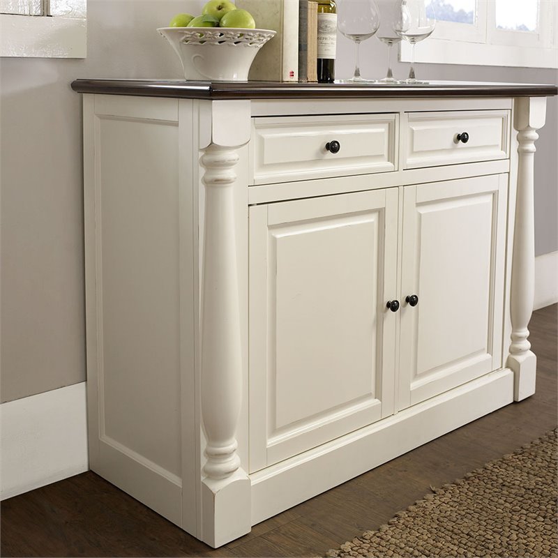Pemberley Row Hardwood and Veneer White Buffet Rectangular Adjustable Shelves 36.25