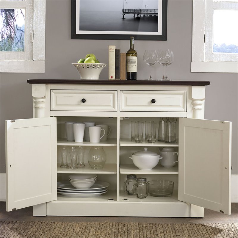 Pemberley Row Hardwood and Veneer White Buffet Rectangular Adjustable Shelves 36.25