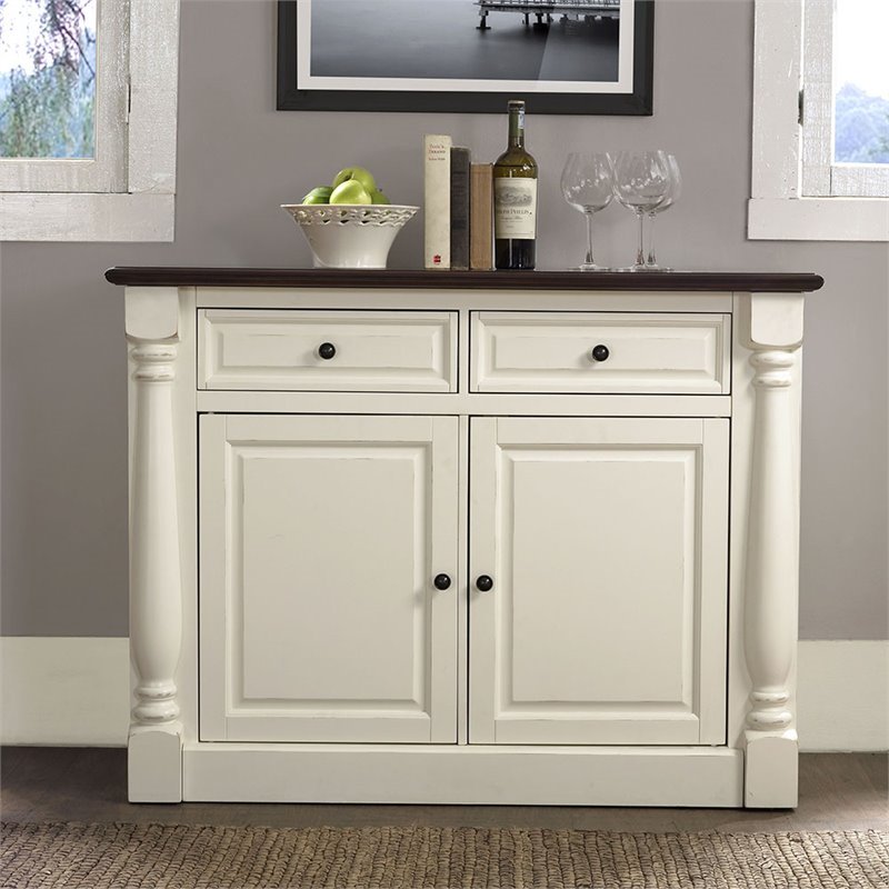 Pemberley Row Hardwood and Veneer White Buffet Rectangular Adjustable Shelves 36.25