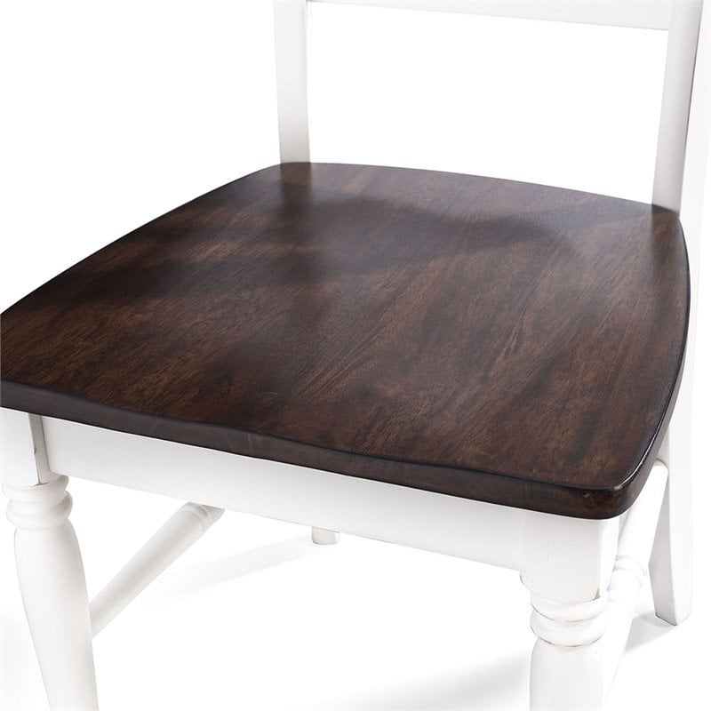 Pemberly Row Wood Turned Leg Dining Side Chair in White (Set of 2)