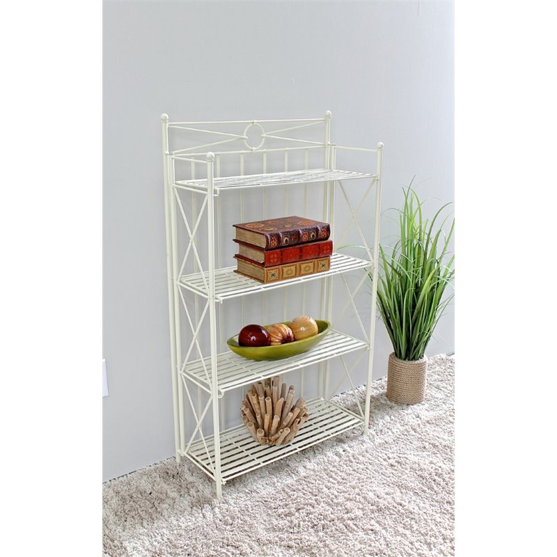 Pemberley Row Iron White Bakers Rack Rectangular Water Resistant 25.5