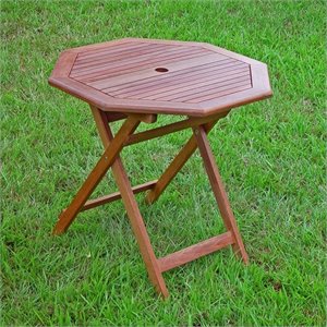 Pemberly Row 30&quot Folding Patio Table in Stain