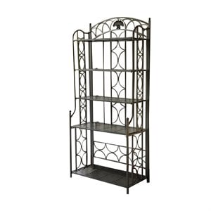 Pemberley Row Powder Coated Iron Pewter Bakers Rack Rectangular Water Resistant 67&quot Unassembled