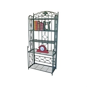 Pemberly Row Iron Bakers Rack in Verdi Gris