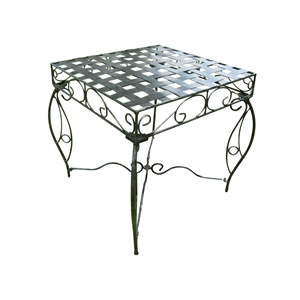 Pemberly Row Powder Coated Iron Metal Patio Side Table in Antique Black