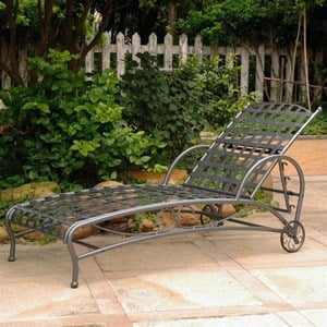 Pemberley Row Iron Pewter Patio Chaise Lounge Rectangular Weather Resistant 73&quot Unassembled