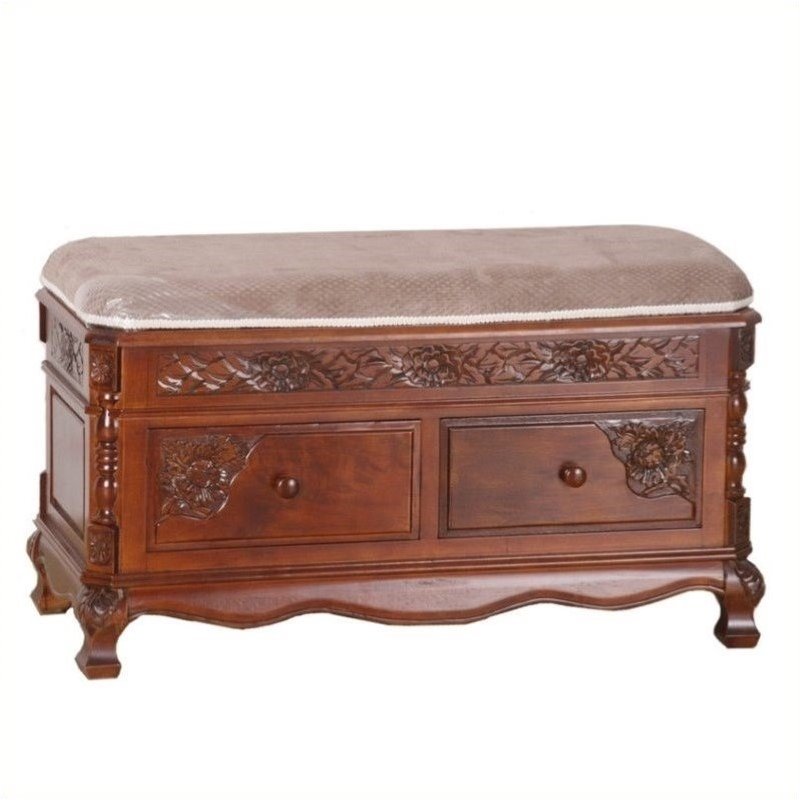 Pemberly Row 2 Drawer Storage Bench in Walnut Stain