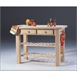 Pemberley Row Parawood Natural Kitchen Island Rectangular Adjustable Shelves