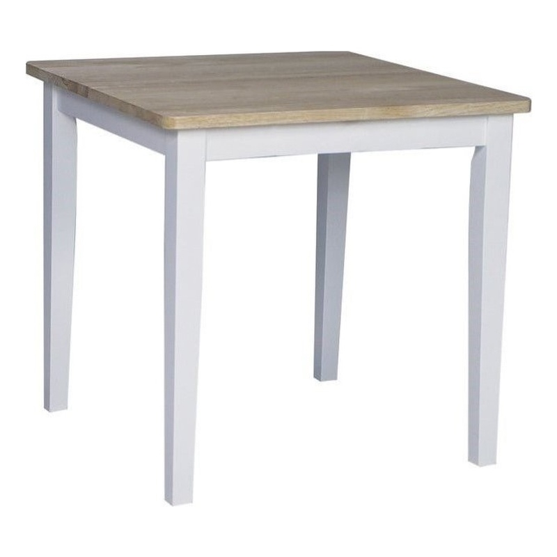 Pemberly Row Square Casual Dining Table in White and Natural
