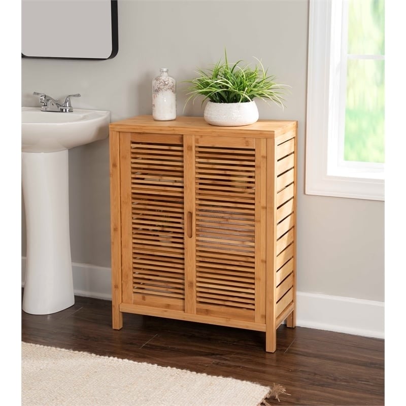 Pemberley Row Bamboo Natural Brown Floor Cabinet Rectangular 33