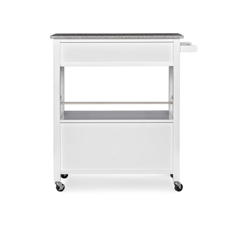 Pemberley Row Wood White Kitchen Cart Rectangular Granite Top 33.5