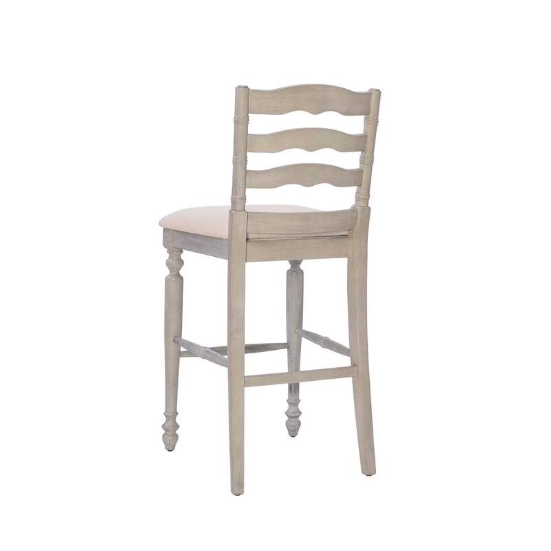 Pemberley Row Upholstered Antique White Bar Stool Rectangular Foam Padded 30