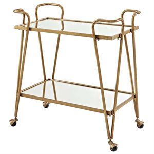 Pemberley Row Iron Gold Bar Cart Rectangular Mirrored 31.75&quot Unassembled