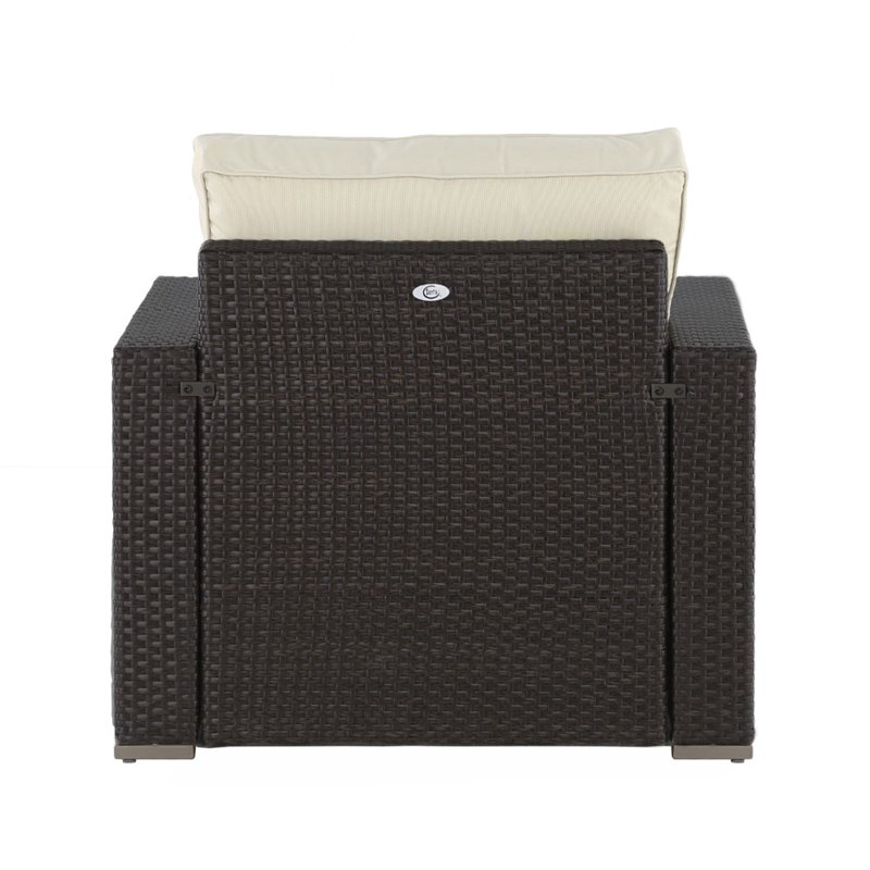 Pemberly Row Wicker Patio Arm Chair in Brown